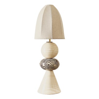 Ceramic Swan Bi-Colour Brown and Oatmeal and White Table Lamp by Henry Holland Studio For Sale