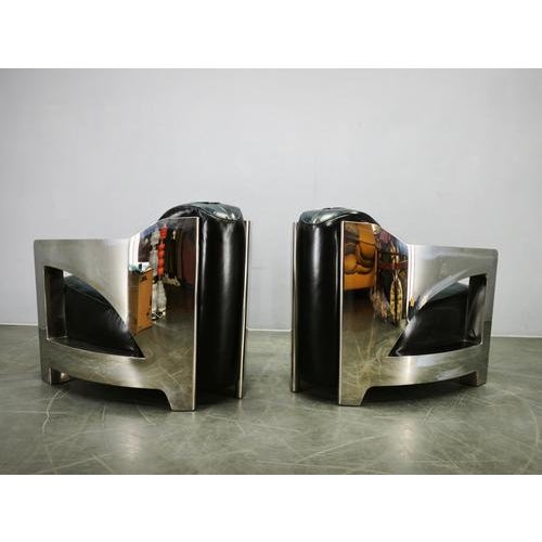 Aviator Lounge Chairs in Leather and Steel from Timothy Oulton, 1990s, Set of 2 For Sale - Image 10 of 13