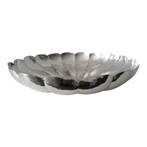 C.1960's Cassetti (Italy) Hand-Hammered Large Round Silver-Plate Scalloped Serving Platter -Exclusively for Gumps