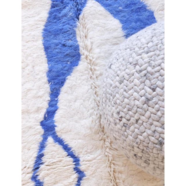 Blue Moroccan Tree Design Wool Rug - 11.3 X 8.2 Ft For Sale - Image 8 of 8