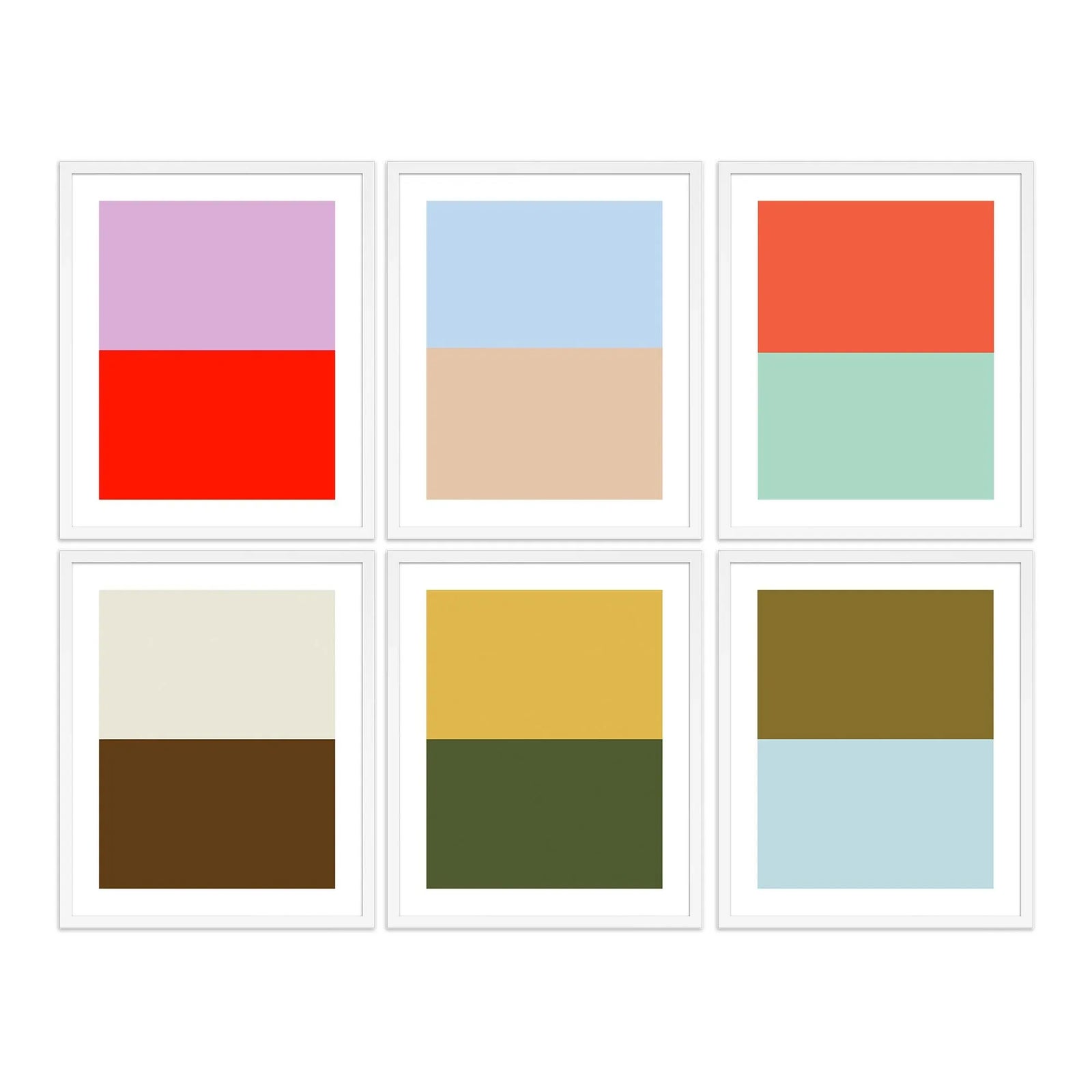 Color Studies by Pencil & Paper in White Frame, Small Art Prints, Set ...