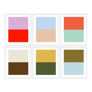 Color Studies by Pencil & Paper in White Frame, Small Art Prints, Set of 6