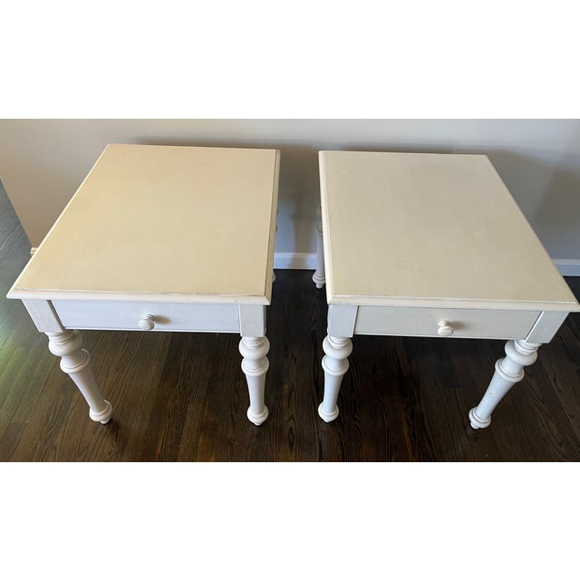 Pair White Nightstands End Tables Farmhouse Style For Sale In Providence - Image 6 of 6