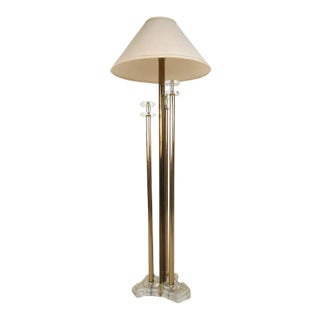 Mid-Century Brass and Lucite Floor Lamp For Sale