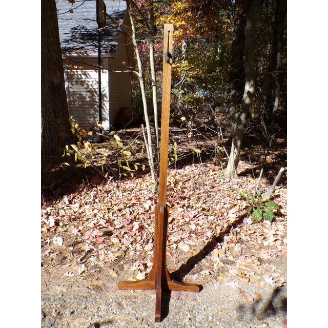 Wood Antique Mission / Arts & Crafts Solid Oak Hat Coat Rack Hall Tree For Sale - Image 7 of 10