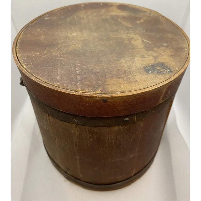 American Antique Firkin Sugar Bucket – Country Primitive Style For Sale - Image 3 of 9