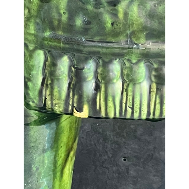 Late 20th Century Large Pair of Palm Beach Regency Style Green Glazed Ceramic Elephant Stands or Stools For Sale - Image 9 of 13