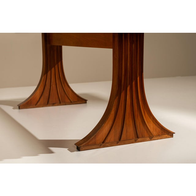 Brown Dining Table in Walnut attributed to Filippo Monti, Italy, 1960s For Sale - Image 8 of 14