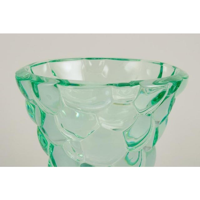 Art Deco Vase in Green Art Glass by Pierre Gire, 1940s For Sale - Image 4 of 9