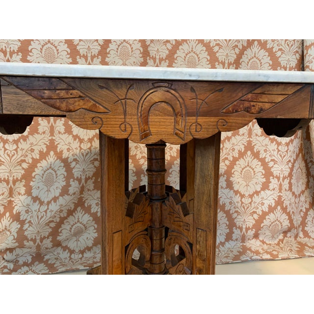 Gray Antique Eastlake Equestrian Marble Table For Sale - Image 8 of 12