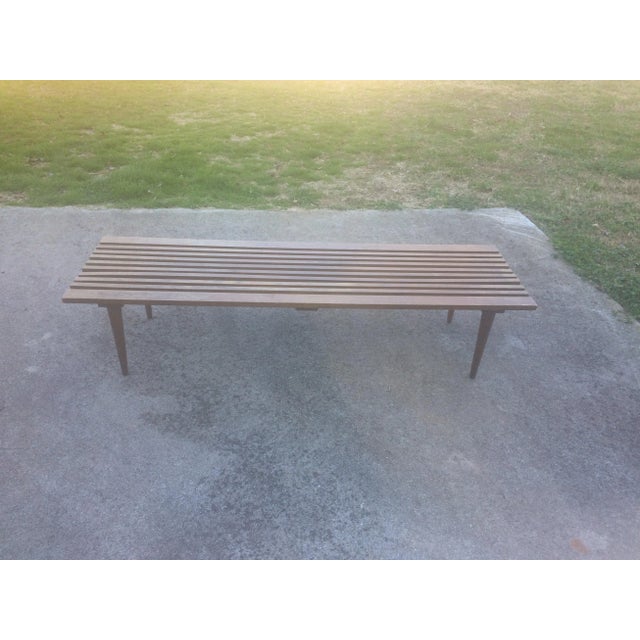 Wood Modern Slat Wood Coffee Table or Bench George Nelson Style For Sale - Image 7 of 8
