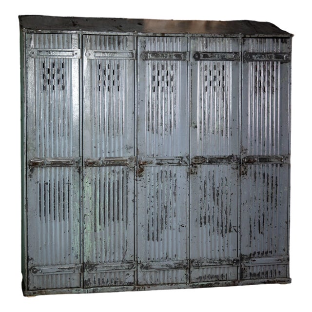 Vintage Metal Cabinet with 5 Doors from the Strafor Company, 1920s For Sale