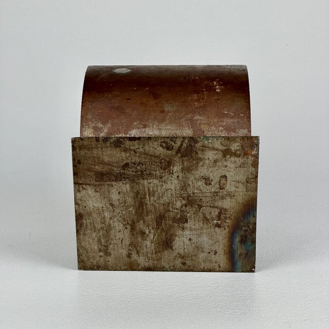 Vintage Rusty Steel Metal Cylindrical Tabletop Art Sculpture - After Richard Serra For Sale - Image 11 of 11
