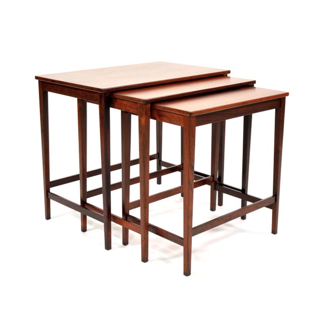 Danish Modern Rosewood Nesting Tables - a Set of 3 For Sale - Image 4 of 8