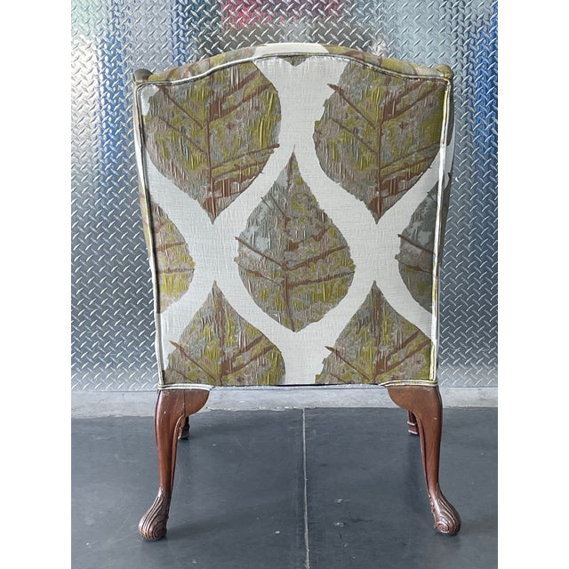 Late 19th Century Carved Mahogany Antique Library Chair, Newly Reupholstered For Sale - Image 5 of 12