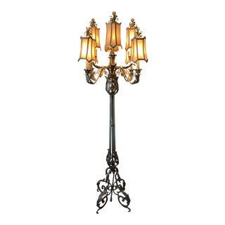 John Richard Venetian Finish Metal Floor Chandelier Lamp For Sale