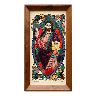French Religious Ceramic Diptych by Frab, 1950s For Sale