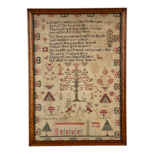Exceptional English Regency Schoolgirl Needlework Sampler by Charlotte Rees, Age 11, Dated 1816