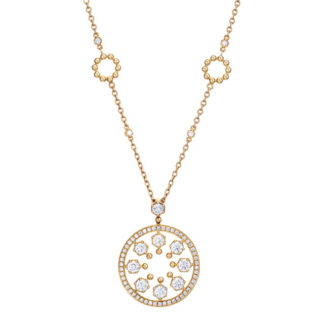 Boodles Diamond Necklace Estate 18k Yellow Gold 18" Chain Fine Jewelry For Sale