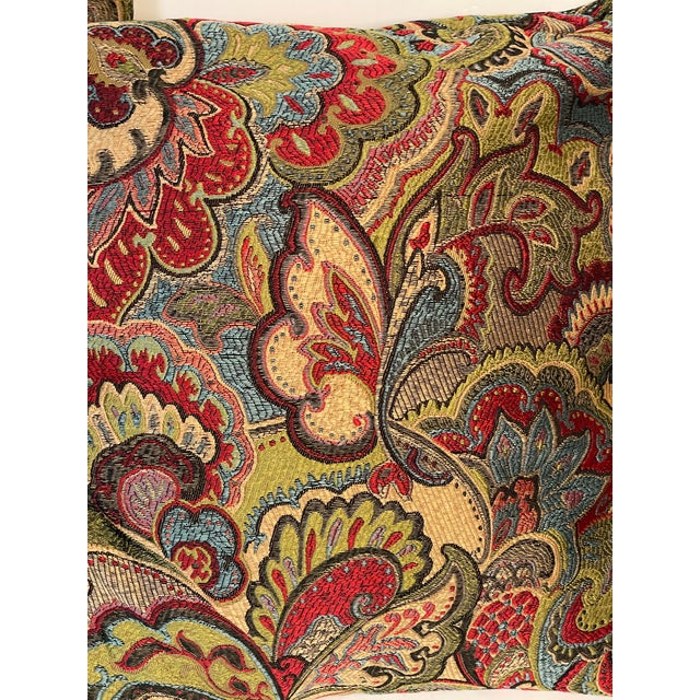 Shabby Chic Gorgeous Pair of Colourful Brocade Pillows Fortuny Style For Sale - Image 3 of 5