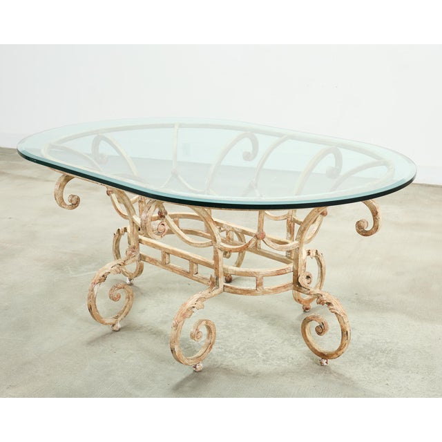 Traditional 20th Century Italian Regency Wrought Iron Garden Dining Table For Sale - Image 3 of 18