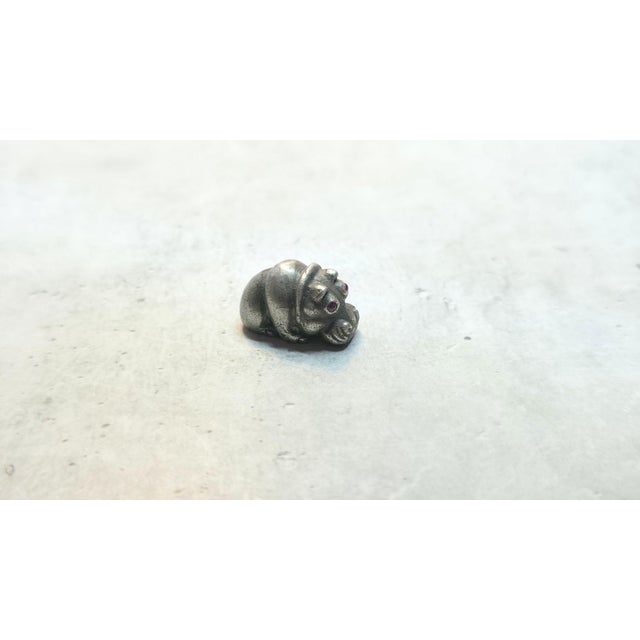 Antique Russian Imperial Silver Baby Hippopotamus With Ruby Eyes by Julius Rappoport, St. Petersburg, C. 1908 For Sale - Image 14 of 17