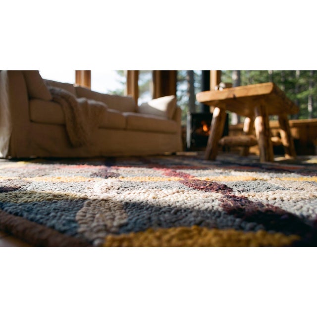 Considerable Slate Gray Color With Geometric Design Antique American Hooked Rug For Sale - Image 13 of 15
