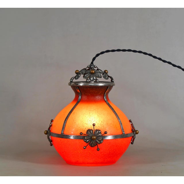 Metal French Art Deco Night Lamp by E. Val Et Cie. - 1920s France For Sale - Image 7 of 13