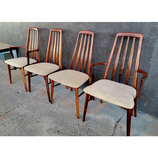 A nice set of 4 high-back "Eva" rosewood dining chairs designed by Niels Koefoed for Koefoeds Hornslet, Denmark. 1960's....