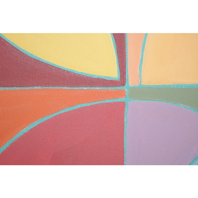 2020s 2026, Art Deco Motifs, Florida Flora, Bauhaus Painting on Canvas, Vivid Tones Palette, Mosaic by Natalia Roman For Sale - Image 5 of 8