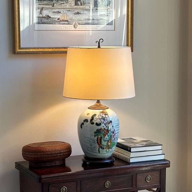 Antique Chinoiserie Porcelain Ginger Jar Table Lamp For Sale In Baltimore - Image 6 of 12
