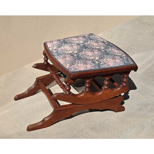 1970s Vintage Rocking Ottoman Bench Victorian Style For Sale - Image 5 of 12