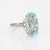 Modern 5.91ct Elongated Aquamarine Ring Vintage 18k White Gold Sz 5.75 Fine Jewelry For Sale - Image 3 of 7