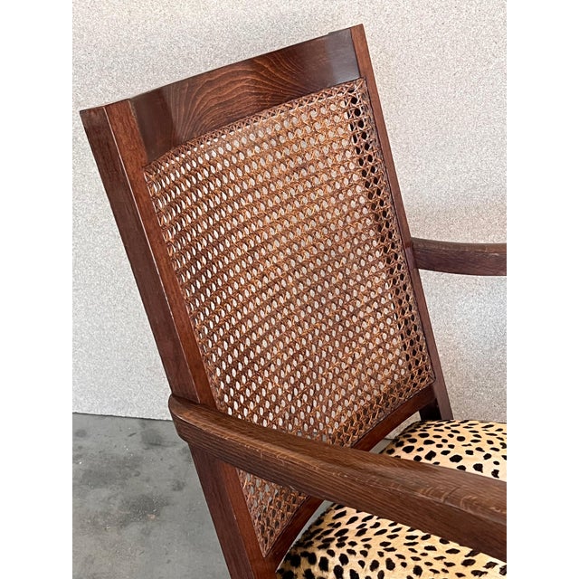 Pair of Mid 20th Century Walnut, Caned Back Fireplace Low Armchairs For Sale - Image 12 of 18