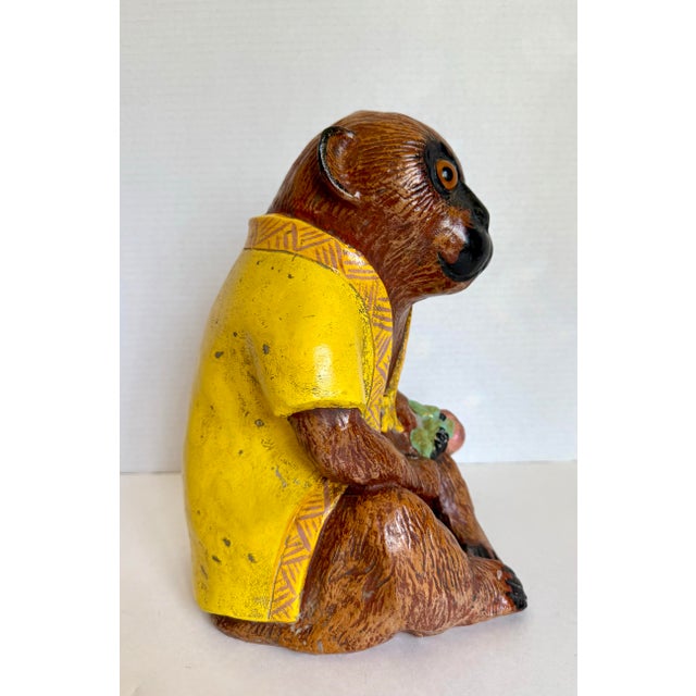 1970s Vintage South American Folk Art Style Monkey Figure With Glass Eyes For Sale - Image 5 of 12