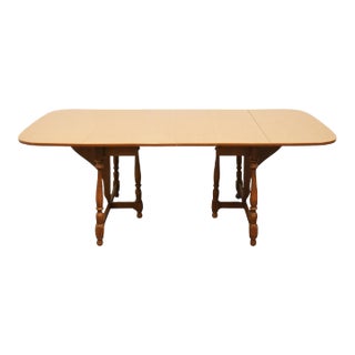 High End Vintage Solid Hard Rock Maple Colonial Early American Style 82" Butterfly Drop Leaf Dining Table For Sale