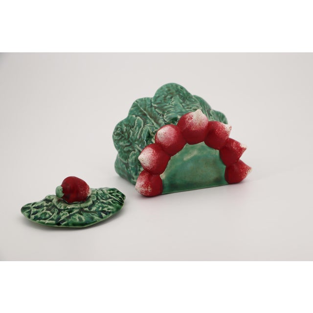 Green 1940s Majolica Ceramic Radish Salt Container, Portuguese For Sale - Image 8 of 11