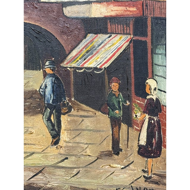 T. Silver Vintage European Village Oil Painting, Signed For Sale - Image 10 of 12