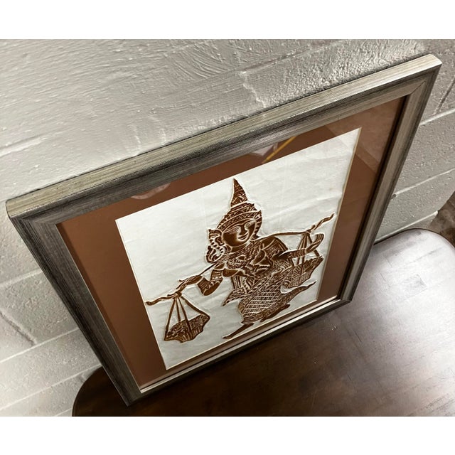 Vintage Framed Thai Temple Rubbing on Rice Paper Artwork For Sale In Milwaukee - Image 6 of 16