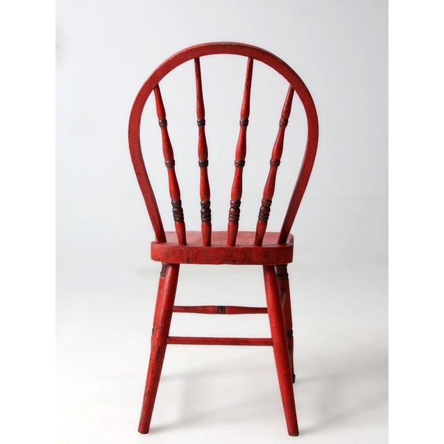 Farmhouse Antique Painted Bow Back Windsor Chair For Sale - Image 3 of 14