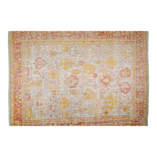Antique Turkish Oushak Hand Knotted Wool Rug,16'9"X20'3" For Sale