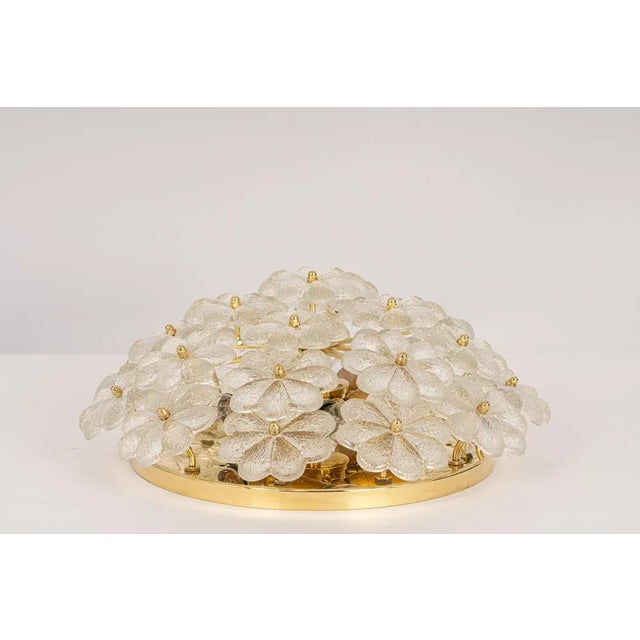 Metal Murano Glass Flower Ceiling Light by Ernst Palme, Germany, 1970s For Sale - Image 7 of 12