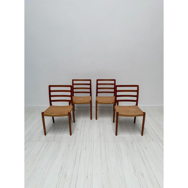 Beautiful vintage set of 4 dining chairs original from the 1970s. Model no. 85 designed by niels otto møller for jl...