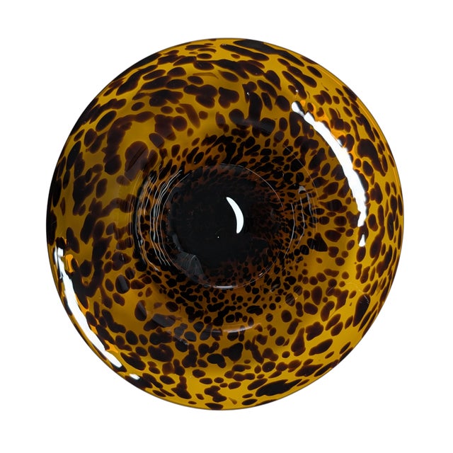 Mid-Century Modern Vintage Murano Tortoiseshell Glass Centerpiece Bowl For Sale - Image 3 of 6