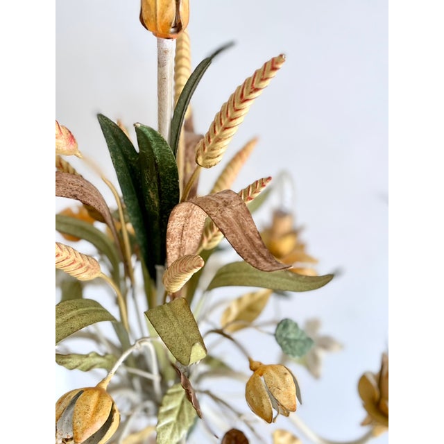 French Floral and Wheat Tole 6-Light Chandelier from Sofidis FlorArt, Late 20th Century For Sale - Image 17 of 18