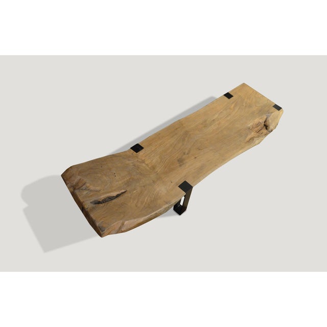 Contemporary Andrianna Shamaris Teak Wood and Steel Chaise For Sale - Image 3 of 5