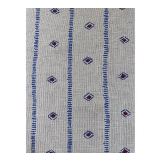 Nicholas Herbert Ltd. Almazan – Blue / Red 3 3/8 Yards Linen Fabric For Sale