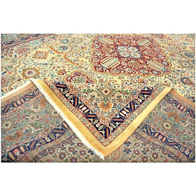Tan Antique Persian Tabriz 10x13 Tan, Taupe, & Gold Handmade Area Rug #1143243 For Sale - Image 8 of 10
