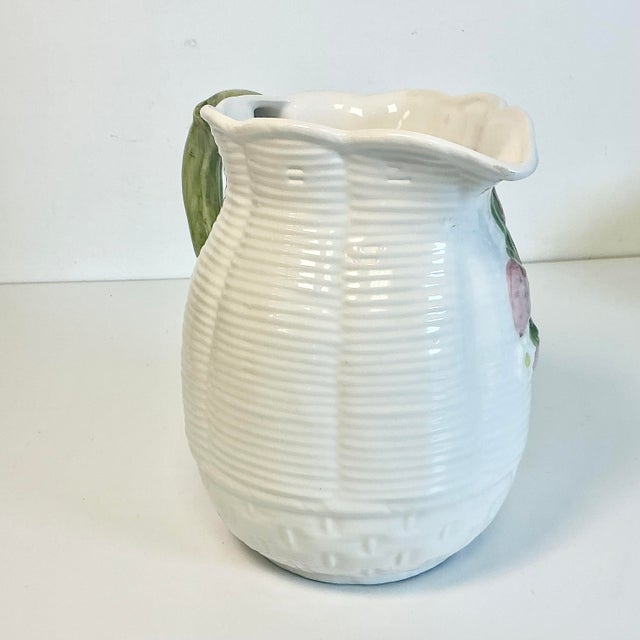 Rose 1980s Vintage Italian Hollywood Regency Arts & Crafts Strawberry Pitcher For Sale - Image 8 of 13