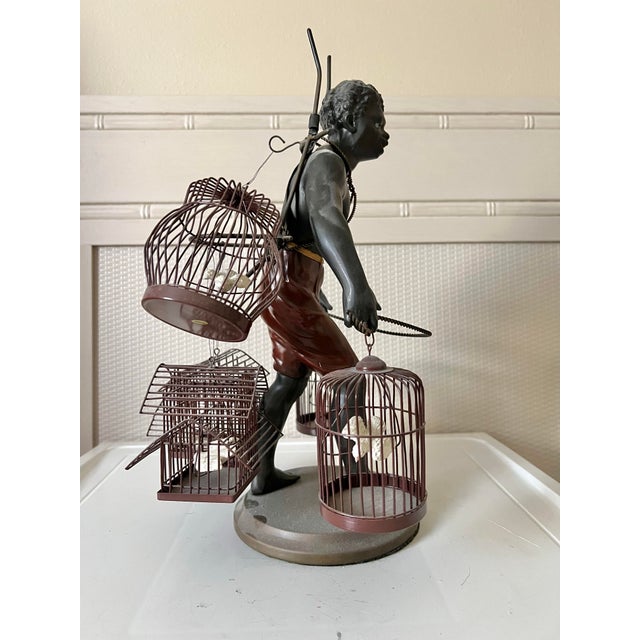 Metal Vintage Nubian Blackamoor Bird Seller Statue by Petites Choses For Sale - Image 7 of 9